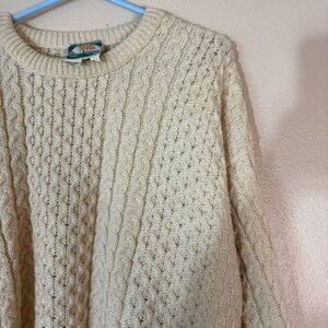 Gaeltarra of Ireland wool and Alpaca
 Cream Cable Knit Sweater L
